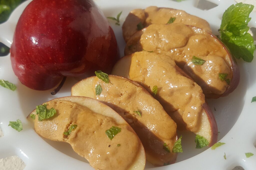Peanut Batter Nougat and Apple Snack