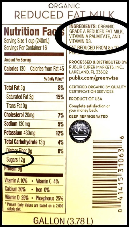 Nutrition Facts Label - organic low fat milk copy