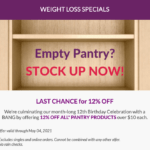 LAST CHANCE FOR 12% OFF