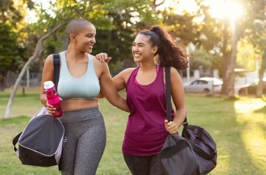 Curvy Friends Walking Home After Fitness Exercise Picture Id1141394562