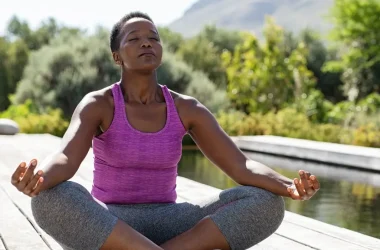 Mature Black Woman In Lotus Position Picture Id1153408297 Copy