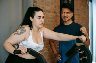 Woman Working Out On An Exercise Bike